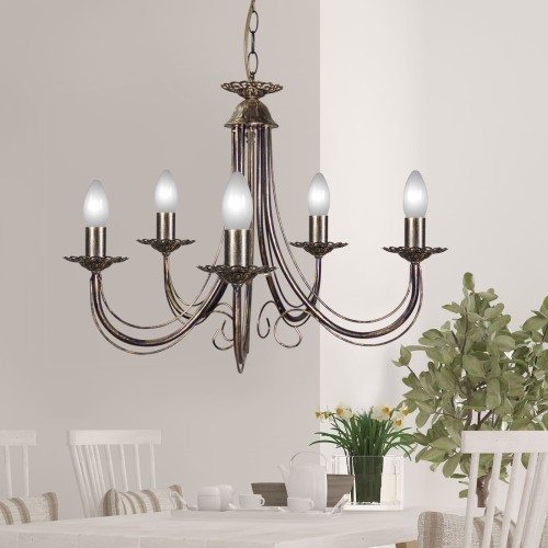 Люстра подвесная 5 ламп классическая черная S1064-5